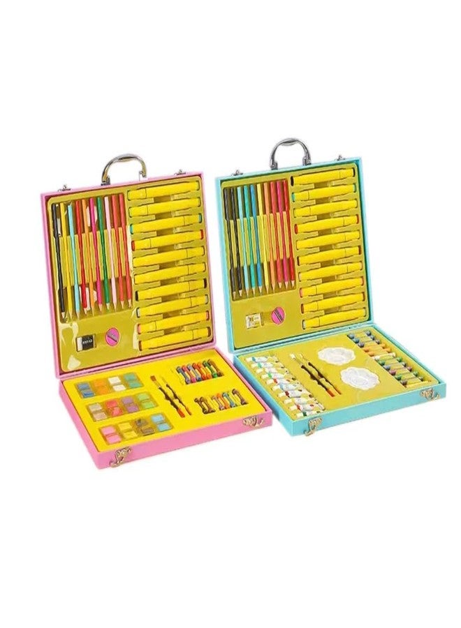 Invite Enterprise Portable Art Set- Drawing Art Supplies Includes Oil Pastels, Colored Pencils, Watercolor Pens, Watercolors For Kids & Adults(88 Pcs,Pink) - Image 3