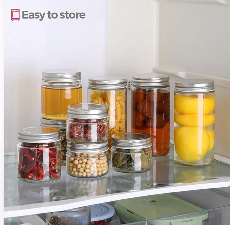 FUFU Mason Jars with Airtight Metal Regular Lids(5oz/150ml), Sealed Clear Glass Canning Jars with Wide Mouth for Spices, Honey, Jam, Jelly, of 12 (150ML) - Image 5