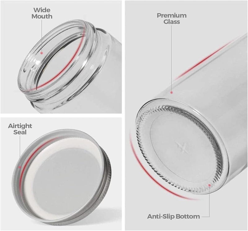 FUFU Mason Jars with Airtight Metal Regular Lids(5oz/150ml), Sealed Clear Glass Canning Jars with Wide Mouth for Spices, Honey, Jam, Jelly, of 12 (150ML) - Image 3