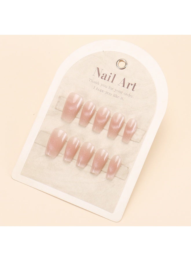 Layali 30 PCS Gradient Pink Press On Nails, Oval ABS Short Nails, Clear Jelly Gel, Reusable Glossy UV Gel False Nails, Split Into 3 Pairs, Easy Application for Daily & Party(15 Sizes) - Image 2