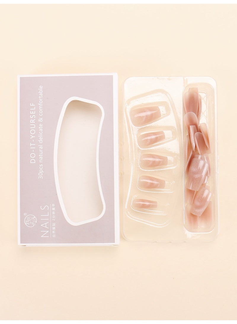 Layali 30 PCS Gradient Pink Press On Nails, Oval ABS Short Nails, Clear Jelly Gel, Reusable Glossy UV Gel False Nails, Split Into 3 Pairs, Easy Application for Daily & Party(15 Sizes) - Image 3
