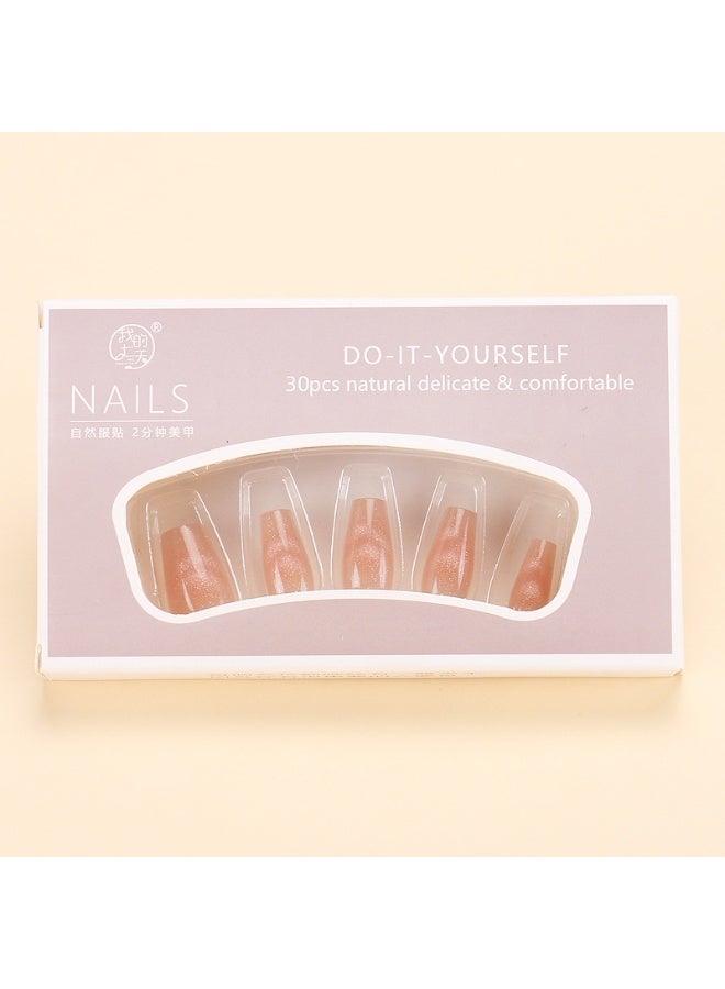 Layali 30 PCS Gradient Pink Press On Nails, Oval ABS Short Nails, Clear Jelly Gel, Reusable Glossy UV Gel False Nails, Split Into 3 Pairs, Easy Application for Daily & Party(15 Sizes) - Image 4