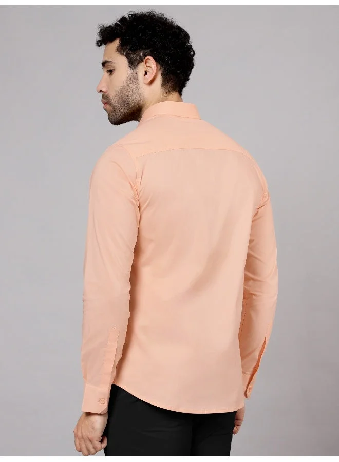 Beyoung Peach - Cotton Solid Shirts For Men