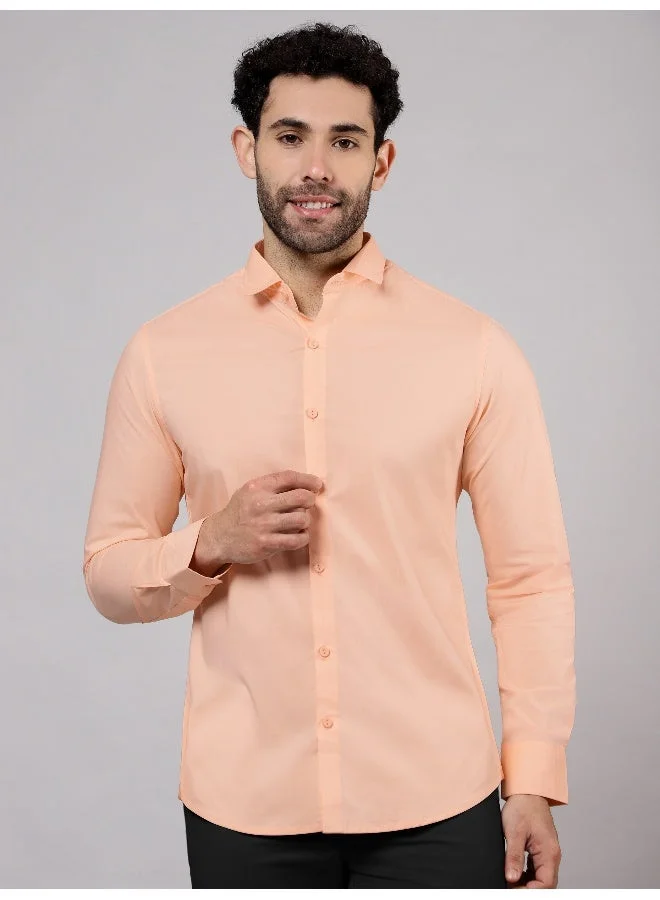 Beyoung Peach - Cotton Solid Shirts For Men