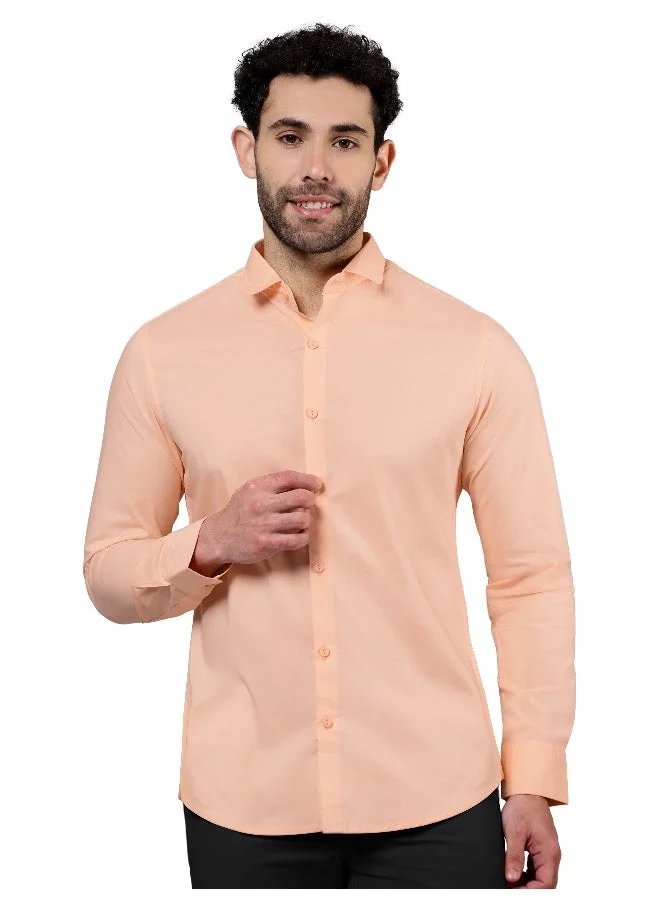 Beyoung Peach - Cotton Solid Shirts For Men
