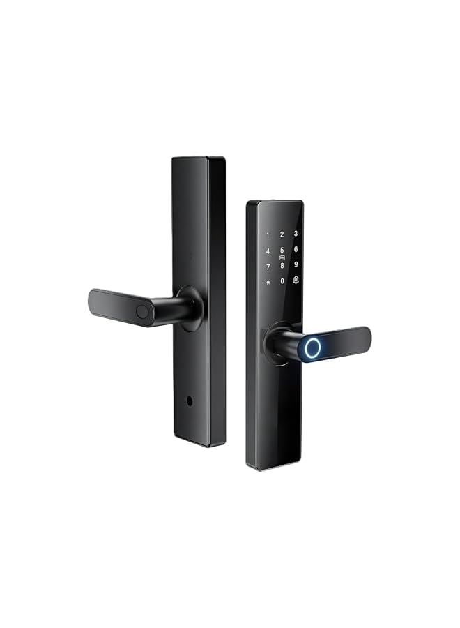 Smart Fingerprint Door Lock with Tuya Bluetooth APP, Keyless Entry with Fingerprint, IC Card, Password, Anti-Peep Code, Mechanical Key, Aluminum Alloy, Black - Image 1
