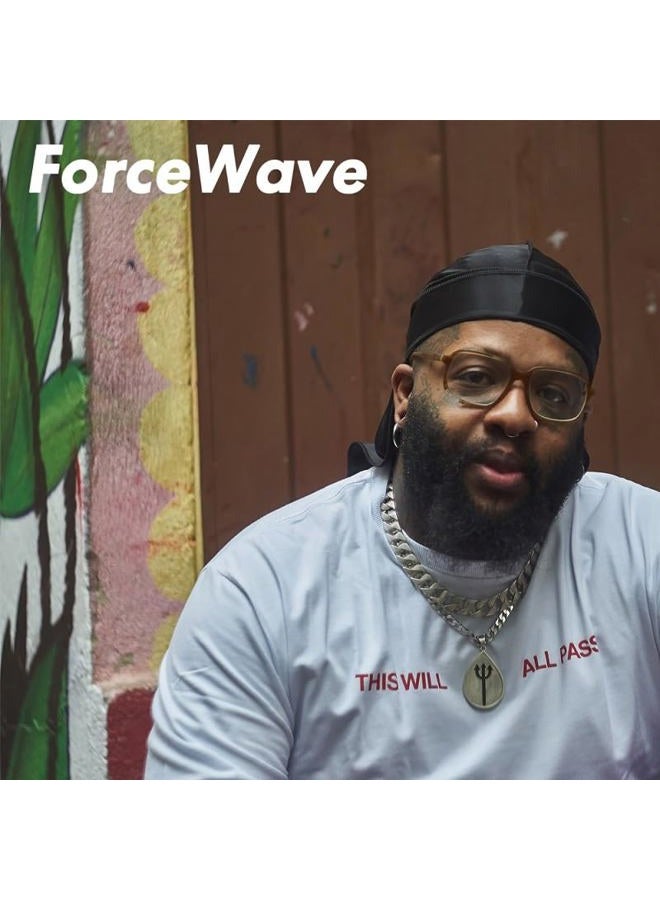 ForceWave 2 Pieces Silky Durag Pack for Men Women Waves, Premium Satin Deluxe Du-rag, Black+navy, One size - Image 4