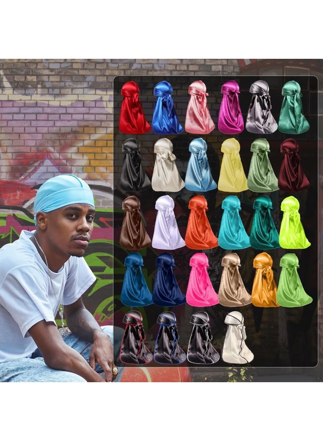 ForceWave 2 Pieces Silky Durag Pack for Men Women Waves, Premium Satin Deluxe Du-rag, Black+navy, One size - Image 5