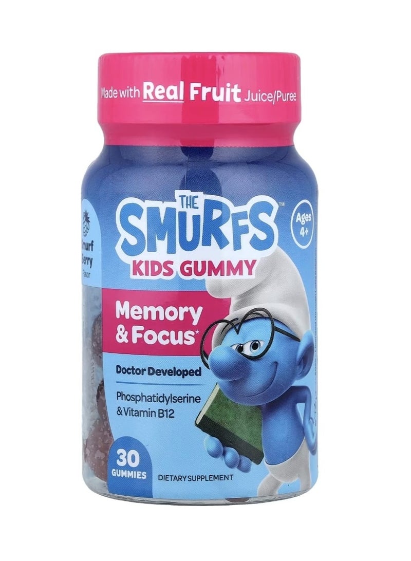 THE SMURFS Kids Gummy Memory & Focus Ages 4+ Smurf Berry 30 Gummies - Image 1