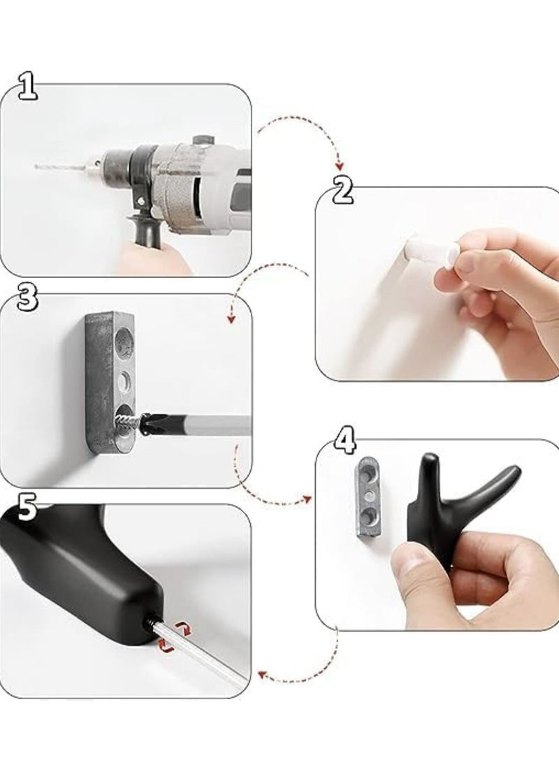 Oasisgalore 4 Pack Matte Black Cow Head Wall Hooks - Heavy Duty for Clothes, Bathroom, Bedroom, Kitchen  - Image 3