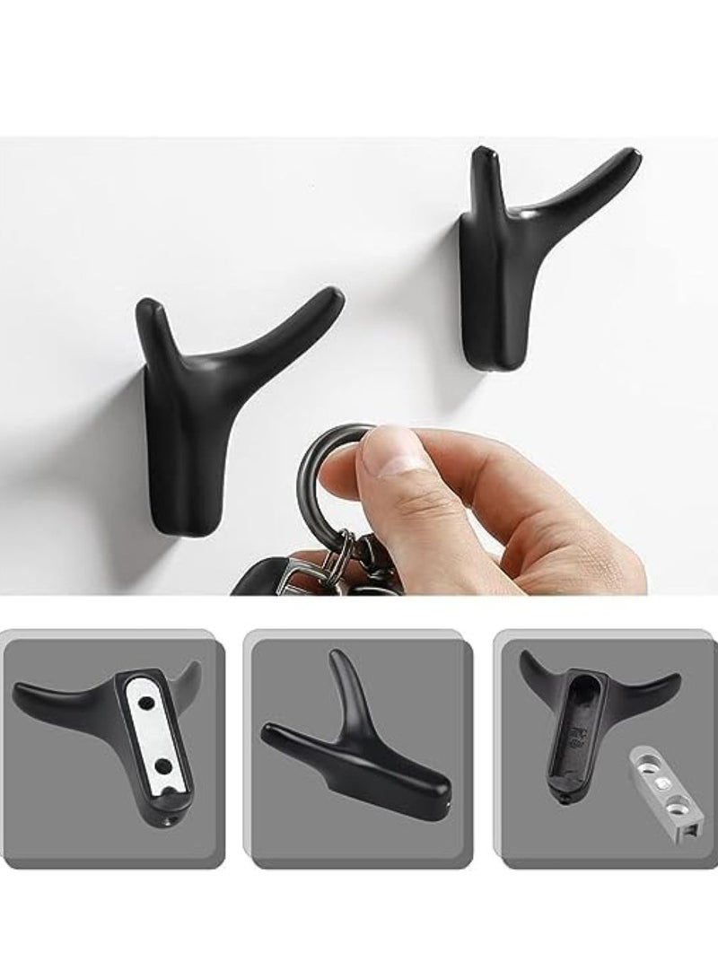 Oasisgalore 4 Pack Matte Black Cow Head Wall Hooks - Heavy Duty for Clothes, Bathroom, Bedroom, Kitchen  - Image 4