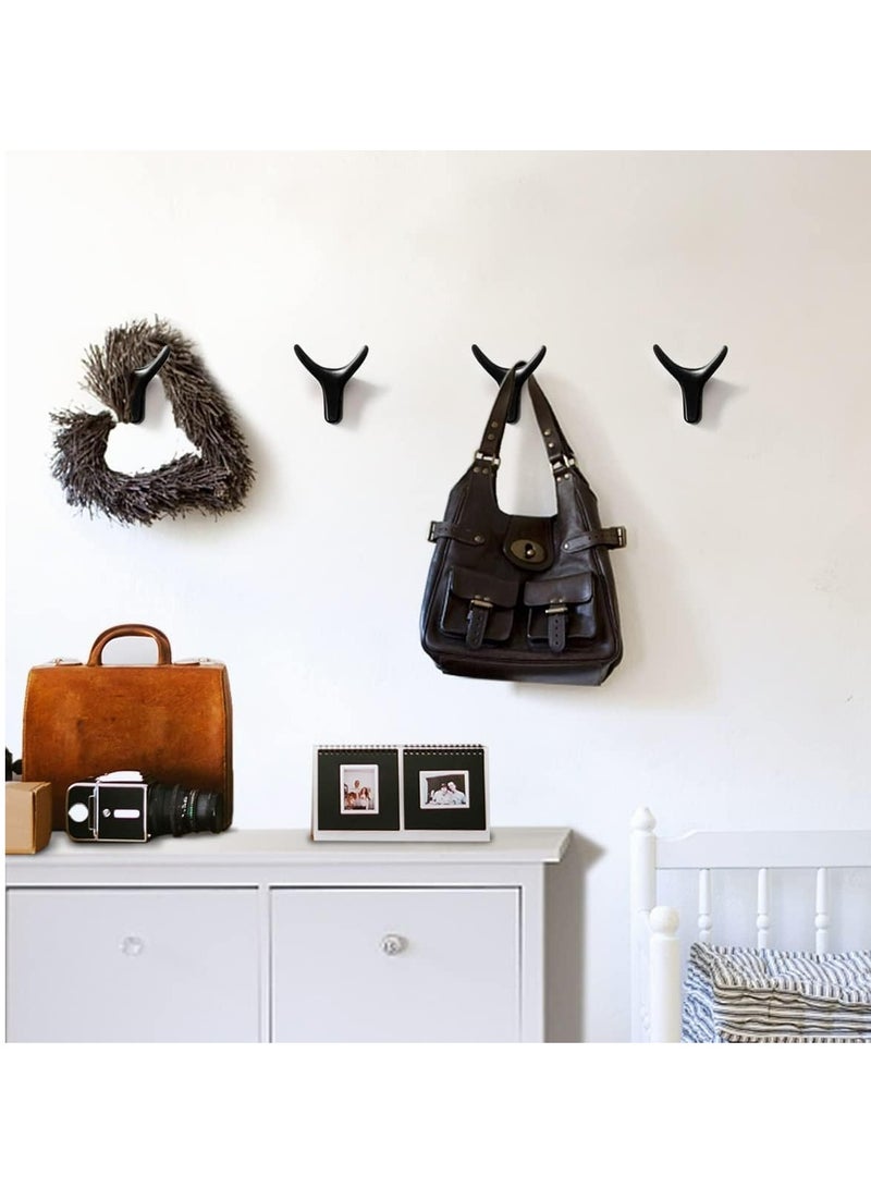 Oasisgalore 4 Pack Matte Black Cow Head Wall Hooks - Heavy Duty for Clothes, Bathroom, Bedroom, Kitchen  - Image 5