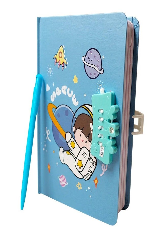 TECHNOCHITRA® Space Astronaut Printed Secret Password Lock Diary for Kids | Number Lock Secret Diary Notebook | 160 Pages - Image 1