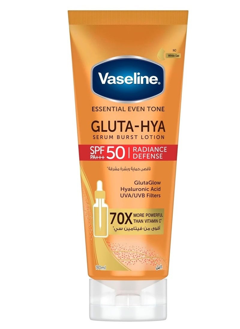 Vaseline - Gluta-Hya Serum Burst Lotion, Radiance Defense, SPF 50 PA+++, with GlutaGlow - Image 1