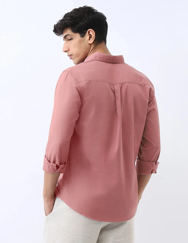 Urbano Fashion  Urbano Fashion Men's Dusty Pink Cotton Full Sleeve Regular Fit Casual Solid Shirt for Men | Best Price UAE