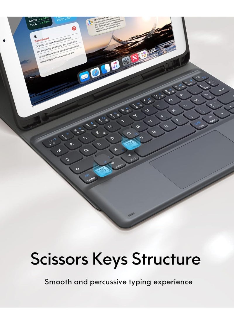 DUSALA iPad Keyboard for 9th, 8th, & 7th Generation – Wireless Detachable Keyboard with Smart Trackpad, Flip Stand Case, Pencil Holder, Compatible with 10.2 Inch iPad – Black - Image 5