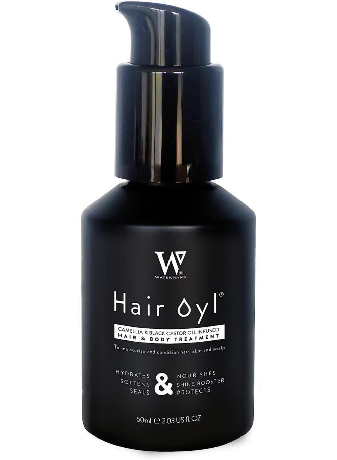 واترمانز زيت شعر غني بالكاميليا والخروع الاسود - للشعر الجاف والتالف - زيت للشعر المجعد - 60 ملليلتر - Image 1