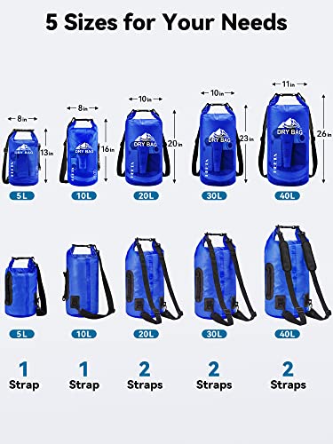HEETA Dry Bag Waterproof for Women Men Roll Top Lightweight Dry Storage Bag Backpack with Phone Case for Travel Swimming Boating Kayaking Paddle Board Camping Beach Accessories Navy Blue 20L - Image 3
