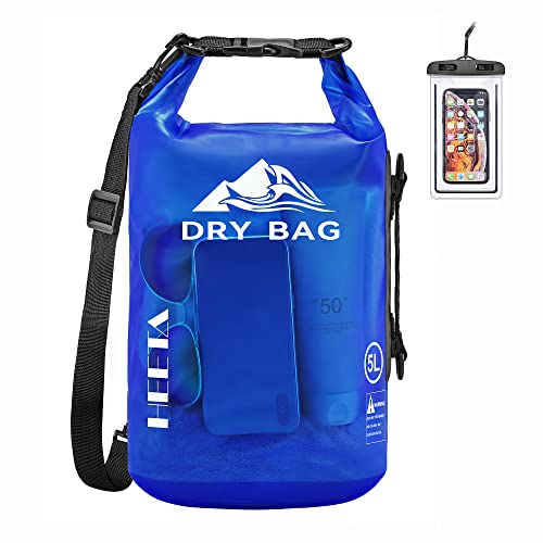 HEETA Dry Bag Waterproof for Women Men Roll Top Lightweight Dry Storage Bag Backpack with Phone Case for Travel Swimming Boating Kayaking Paddle Board Camping Beach Accessories Navy Blue 20L - Image 1
