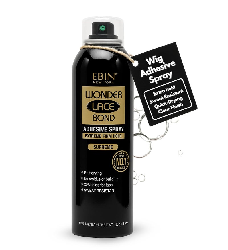 EBIN NEW YORK Wonder Lace Bond Adhesive Spray Supreme - Extreme Firm Hold 6.08oz/ 180mL | Supreme Use, Fast Drying, No Residue, No Build-up, Powerful Hold, All-Day Hold, Easy Daily Wig Install - Image 1