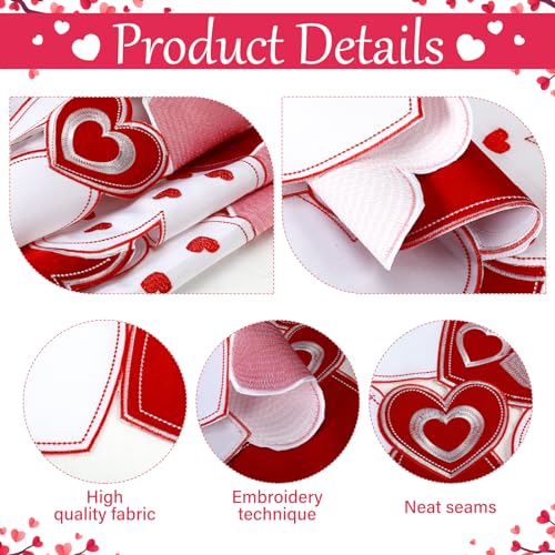 WovWeave Valentines Day Table Runner 14 x 69 Inch Embroidered Love Heart Runner Mat Cover Valentines Table Centerpieces Decorations for Wedding Dining Home Kitchen Party - Image 4
