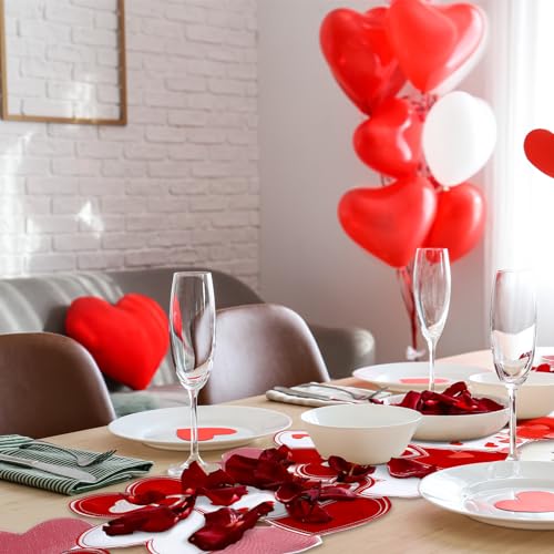 WovWeave Valentines Day Table Runner 14 x 69 Inch Embroidered Love Heart Runner Mat Cover Valentines Table Centerpieces Decorations for Wedding Dining Home Kitchen Party - Image 5