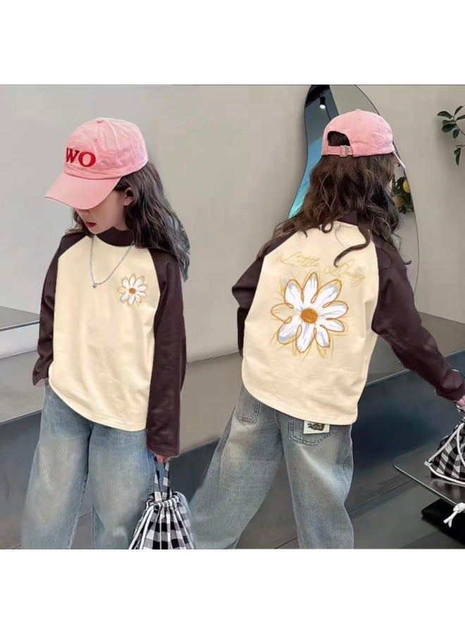 Girls' Thermal Base Layer Top Autumn And Winter New Style For Older Children, Half Turtleneck, Warm Inner Layer, Color-blocking Long Sleeves - Image 1
