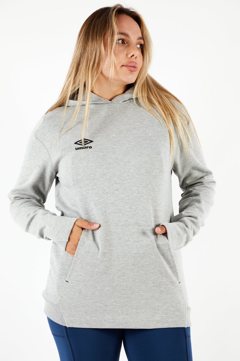 umbro هودي رياضي نسائي بأكمام طويلة، رمادي - Image 1