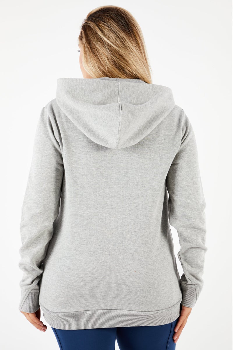 umbro هودي رياضي نسائي بأكمام طويلة، رمادي - Image 3