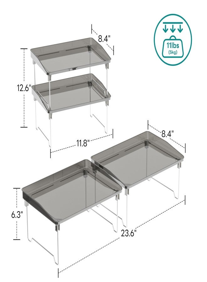 STARLATTA 2 Pcs Cabinet Organizer Shelf，Stackable Kitchen Counter Shelves, Spice Rack,Countertop Organizers，Black Plastic Storage Shelves Rack for Makeup，Bathroom, Cupboard，Desk，Pantry Organization - Image 3