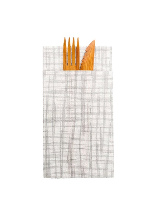 Restaurantware Luxenap 15.8 Inch Dinner Napkins, 800 Linen Feel Disposable Napkins - With Gray Threads, Air Laid, White Paper Pocket Napkin Sleeves, Pre-folded, Built-In Pocket For Silverware  - Image 2