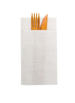 Restaurantware Restaurantware-Luxenap 15.8 Inch Dinner Napkins, 800 Linen Feel Disposable Napkins - With Gray Threads, Air Laid, White Paper Pocket Napkin Sleeves, Pre-folded, Built-In Pocket For Silverware  - Image 2
