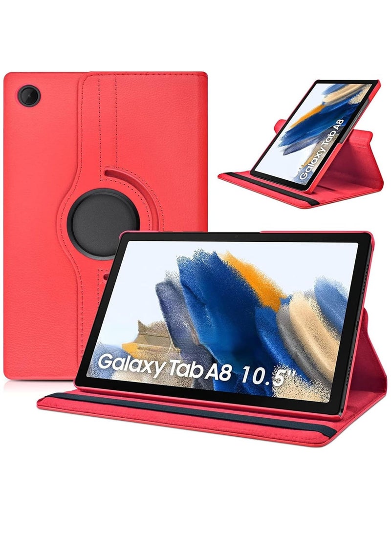 ELTRAZONE Case Compatible with Galaxy Tab A8 10.5" Case (SM-X200/X205/X207), Galaxy Tab A8 Case 10.5 inch,Auto Sleep/Wake 360° Rotating Stand Folio Leather Case for Tab A8 2022 (Red) - Image 1