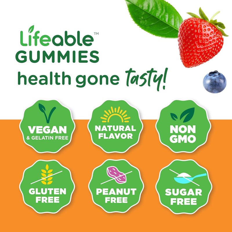 Lifeable Sugar Free Vitamin B12 Kids  Preciotic Fiber Kids Gummies Bundle  Great Tasting Vitamin Supplement Gluten Free GMO Free Chewable Gummy - Image 4