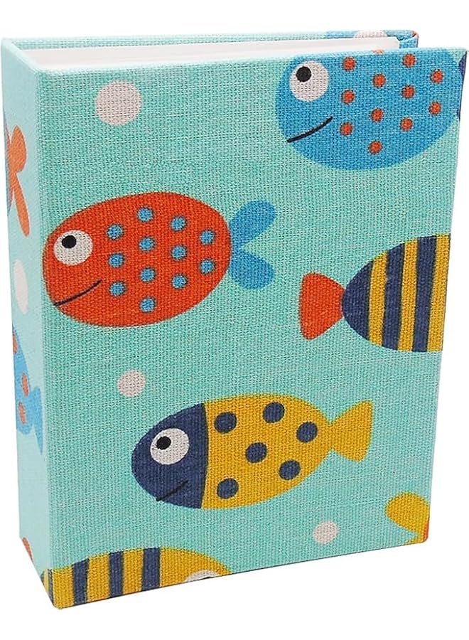 The Bros ألبوم صور صغير للأطفال، 100 جيب، ألبوم صور للأطفال، غلاف لينين للذكريات للعائلة، ذكرى زواج، عطلة، غلاف صلب (سمكة) - Image 1