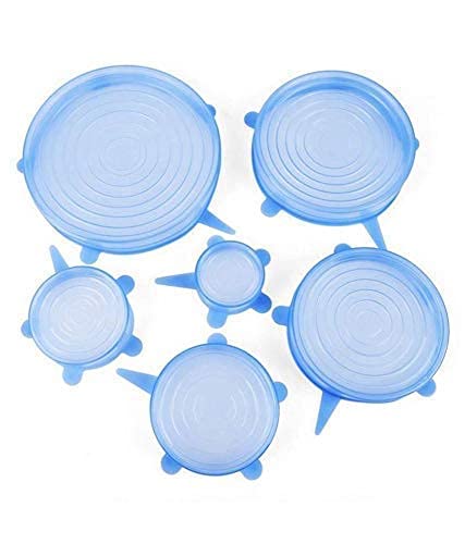 PRETOX 12 pcs Reusable Silicone Stretch Lids, Durable Food Storage Covers for Bowls, Fit Different Sizes & Shapes of Container, Dishwasher & Freezer Safe, White & Blue (6 pcs + 6 pcs = 12 pcs) - Image 2