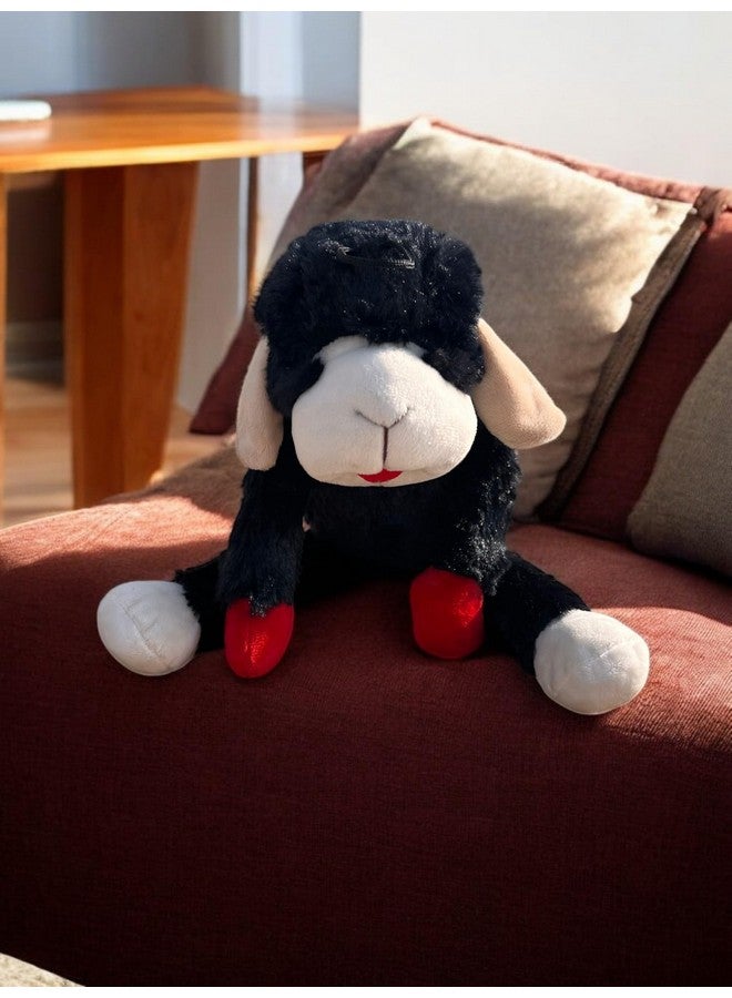 مالتي بيت لعبة كلاب مولتيبيت المحشوة على شكل لحم ضأن أسود مقاس 14 بوصة مزودة بصافرة - رفيق ناعم ومتين للحيوانات الأليفة - Image 4