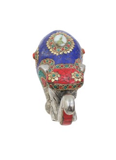 Antique Museum Handmade Hand Painted Elephant with carving Work 5 Inch  - Image 1