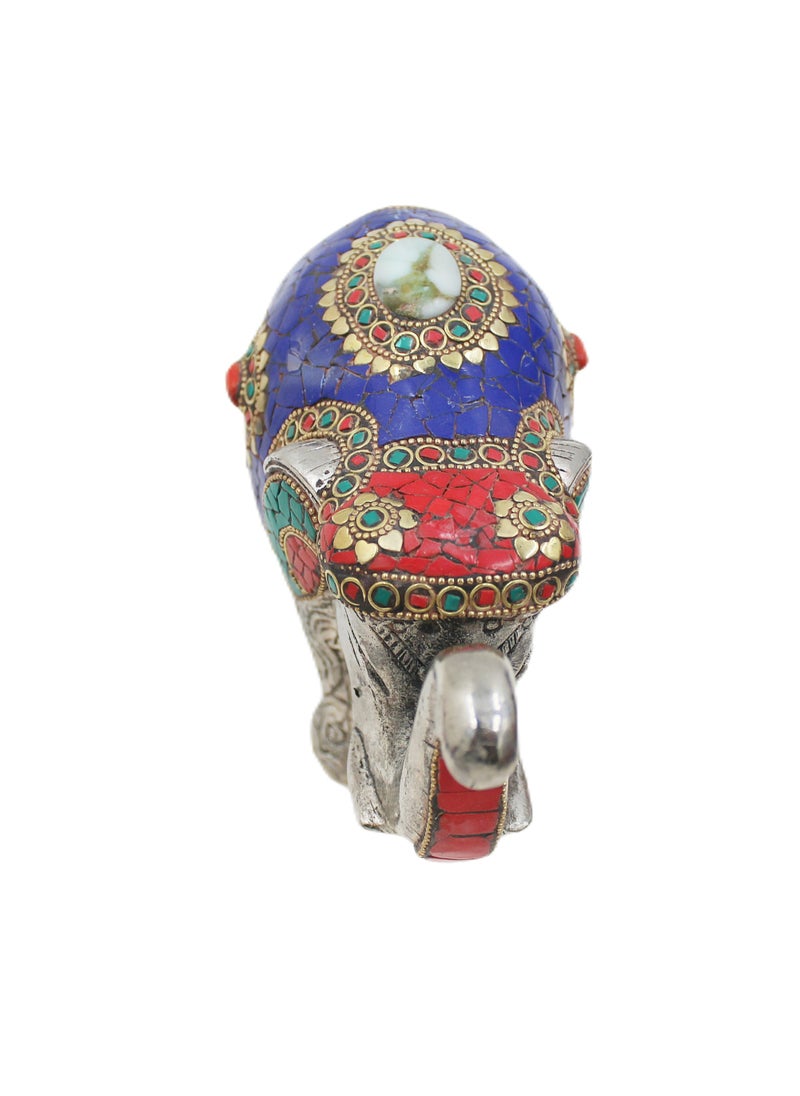 Antique Museum Handmade Hand Painted Elephant with carving Work 5 Inch  - Image 1