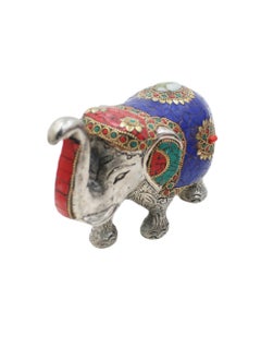 Antique Museum Handmade Hand Painted Elephant with carving Work 5 Inch  - Image 2