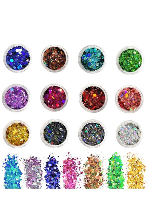 Colors of Glitter for Festivals, Glitter Powder for Nails, Face Glitter for Women, Body Glitter for Face, Eyes, Hair, Nails, and Crafts