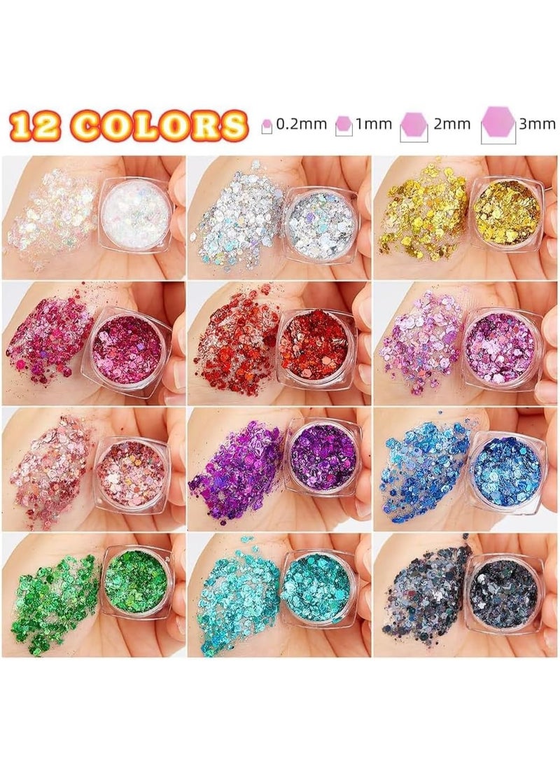 Colors of Glitter for Festivals, Glitter Powder for Nails, Face Glitter for Women, Body Glitter for Face, Eyes, Hair, Nails, and Crafts - Image 3