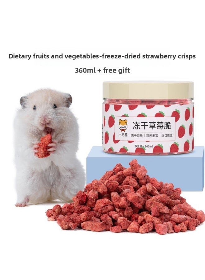 Hamster Snacks And Food Nutrition Wafer Biscuits Food Golden Bear Grinding Stick Supplies Daquan Cuttlefish Mouse Special-Colour:Dietary Fruits And Vegetables-frozen Dried Strawberry Crisp 360ml  - Image 1