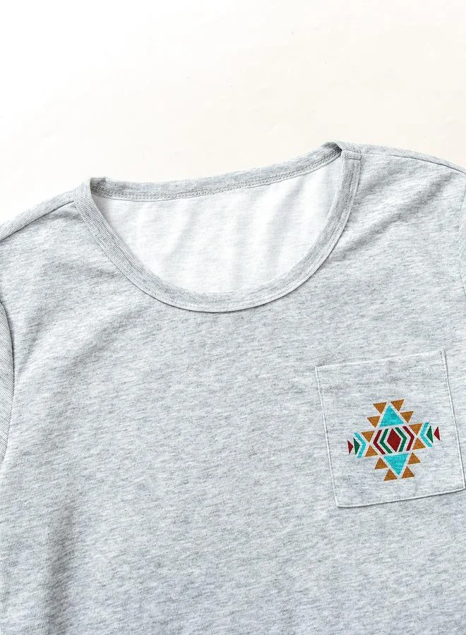 Take Two  Grey Printed T-Shirt and Pyjama Set for Men | Best Price UAE