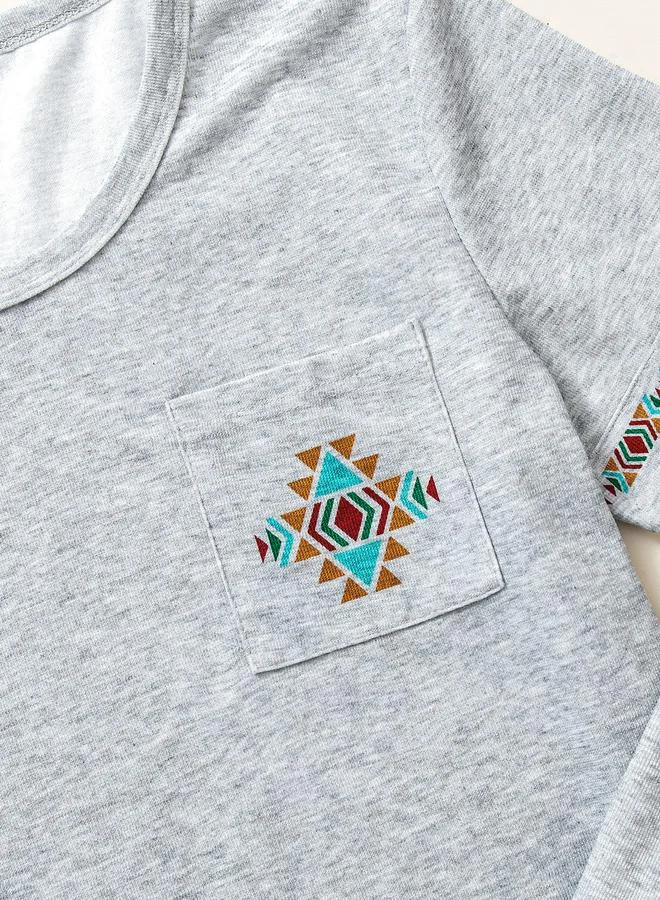 Take Two  Grey Printed T-Shirt and Pyjama Set for Men | Best Price UAE