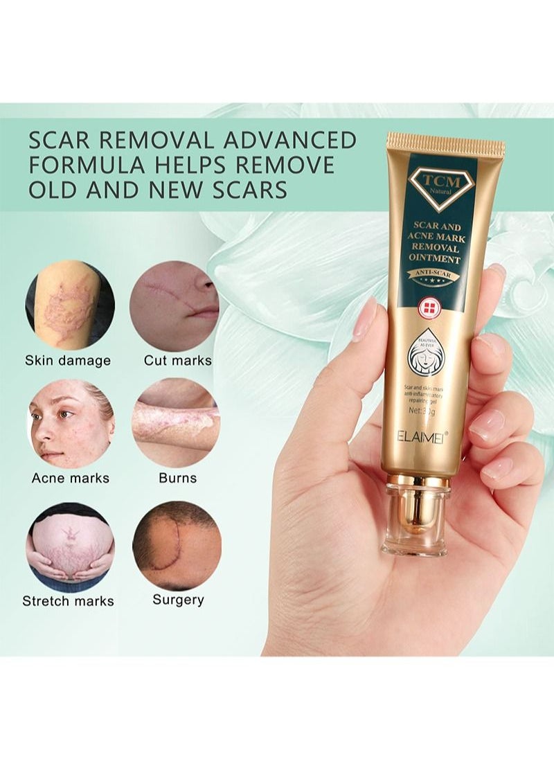 Elaimei - Scar and skin mark anti-inflammatory repairing gel，Scar And Acne Mark Removal Ointment，Scar gel for stretch marks, surgical scars, body and facial acne (30g) - Image 1