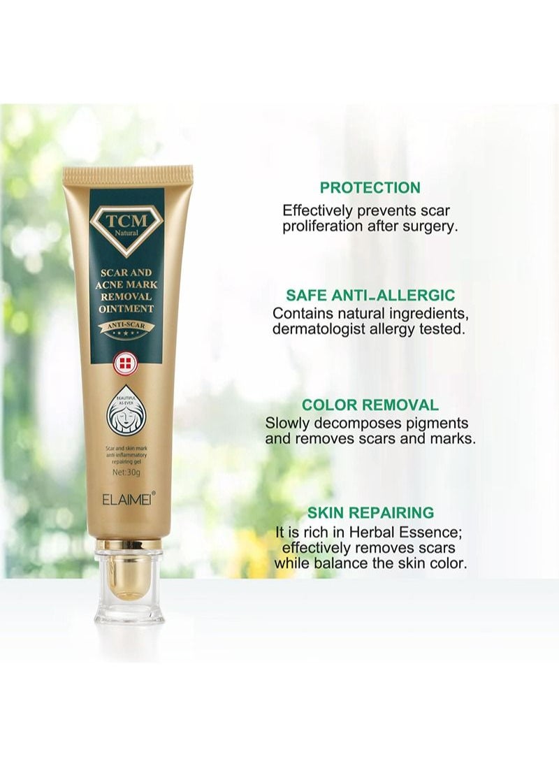 Elaimei - Scar and skin mark anti-inflammatory repairing gel，Scar And Acne Mark Removal Ointment，Scar gel for stretch marks, surgical scars, body and facial acne (30g) - Image 1