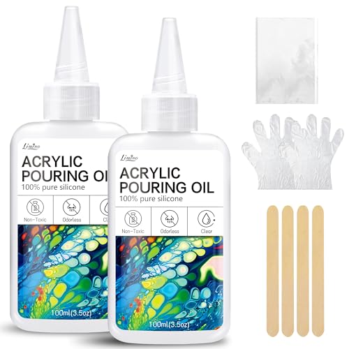 Limino Silicone Pouring Oil - 7oz, Pure, Non-Toxic, Odorless, Compatible with Acrylic or Watercolour, Cell Creation Activator - Image 1