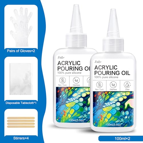 Limino Silicone Pouring Oil - 7oz, Pure, Non-Toxic, Odorless, Compatible with Acrylic or Watercolour, Cell Creation Activator - Image 2
