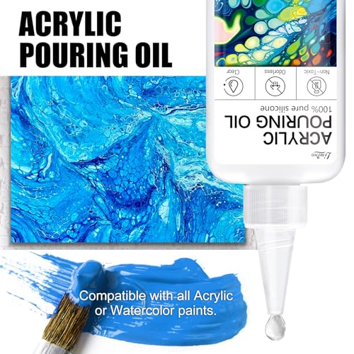Limino Silicone Pouring Oil - 7oz, Pure, Non-Toxic, Odorless, Compatible with Acrylic or Watercolour, Cell Creation Activator - Image 4